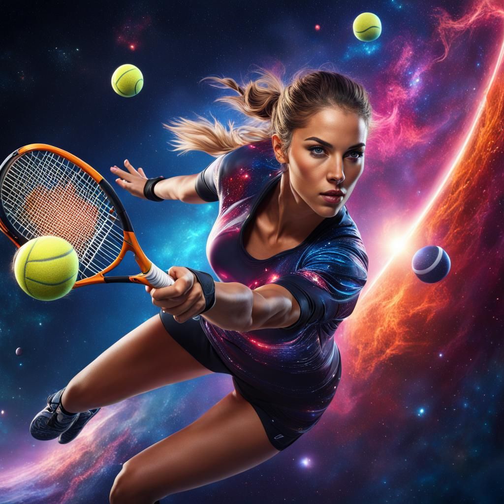 Padel Tennis in Space: Detailed Fantasy Art