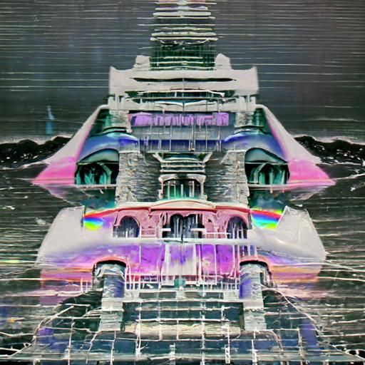 Rainbow After Storm in Retrowave Landscape