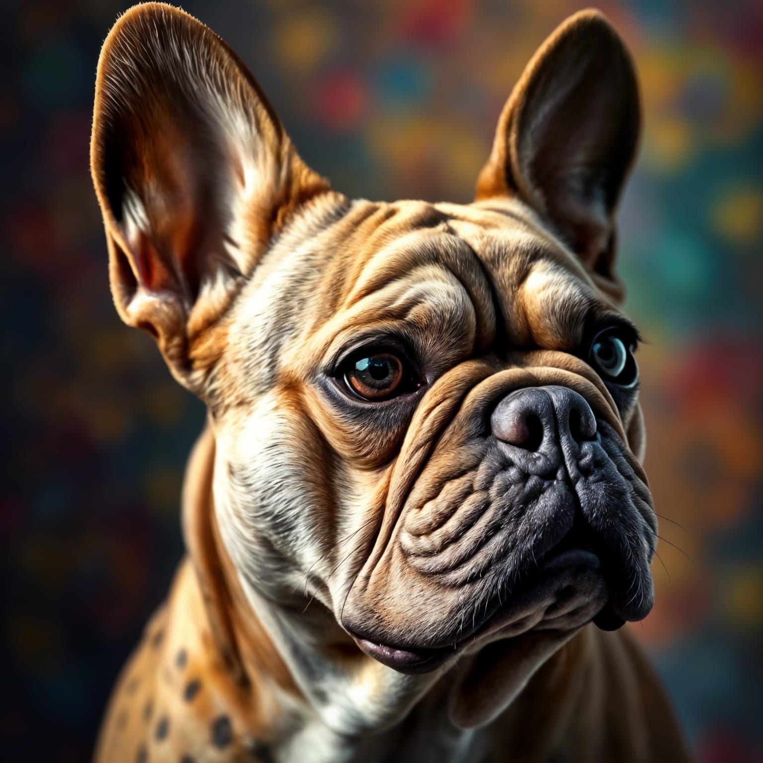 Hyperrealistic French Bulldog in Vibrant Colors