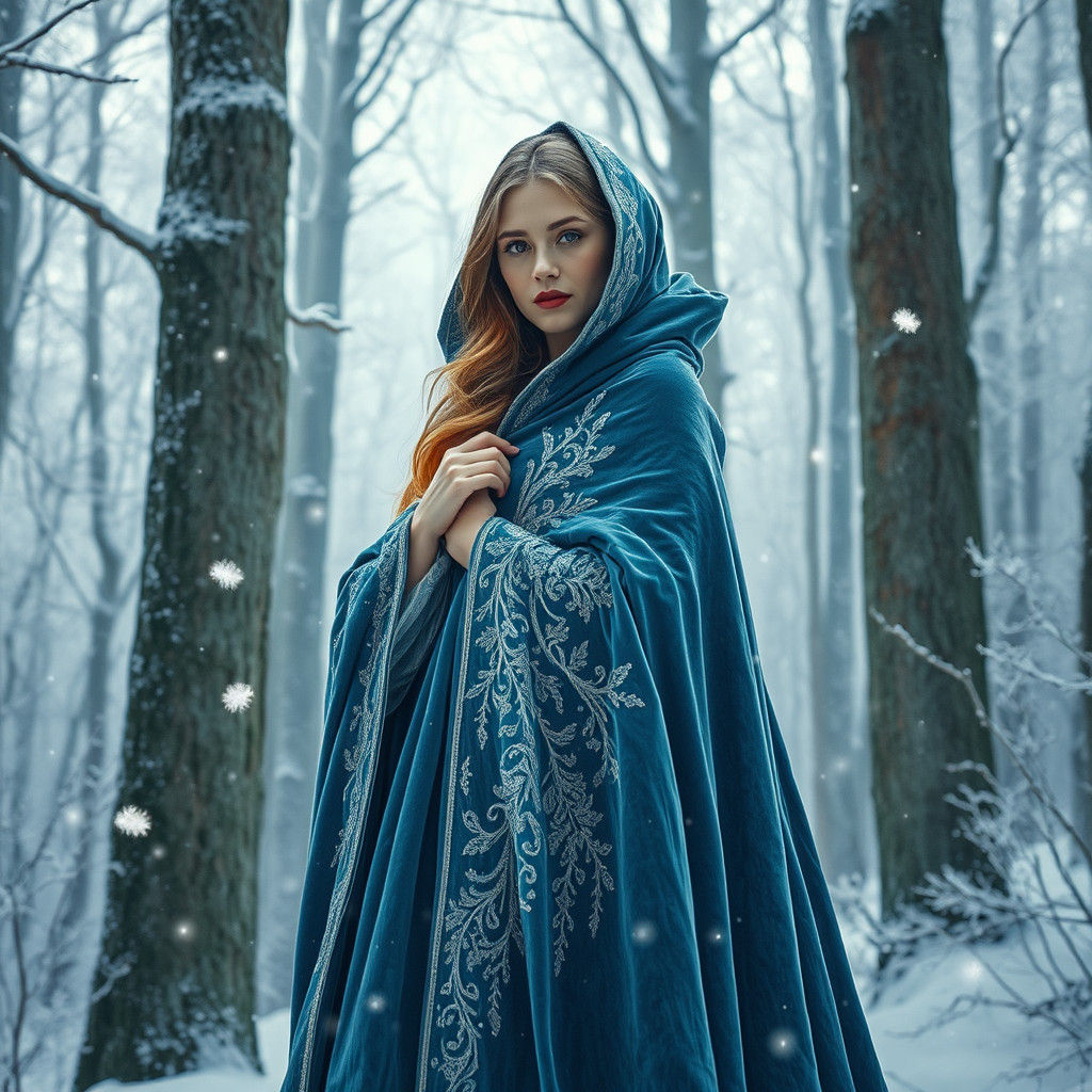 Icy Queen in Winter Forest, Rackham-Thorp-Stalenhag Style