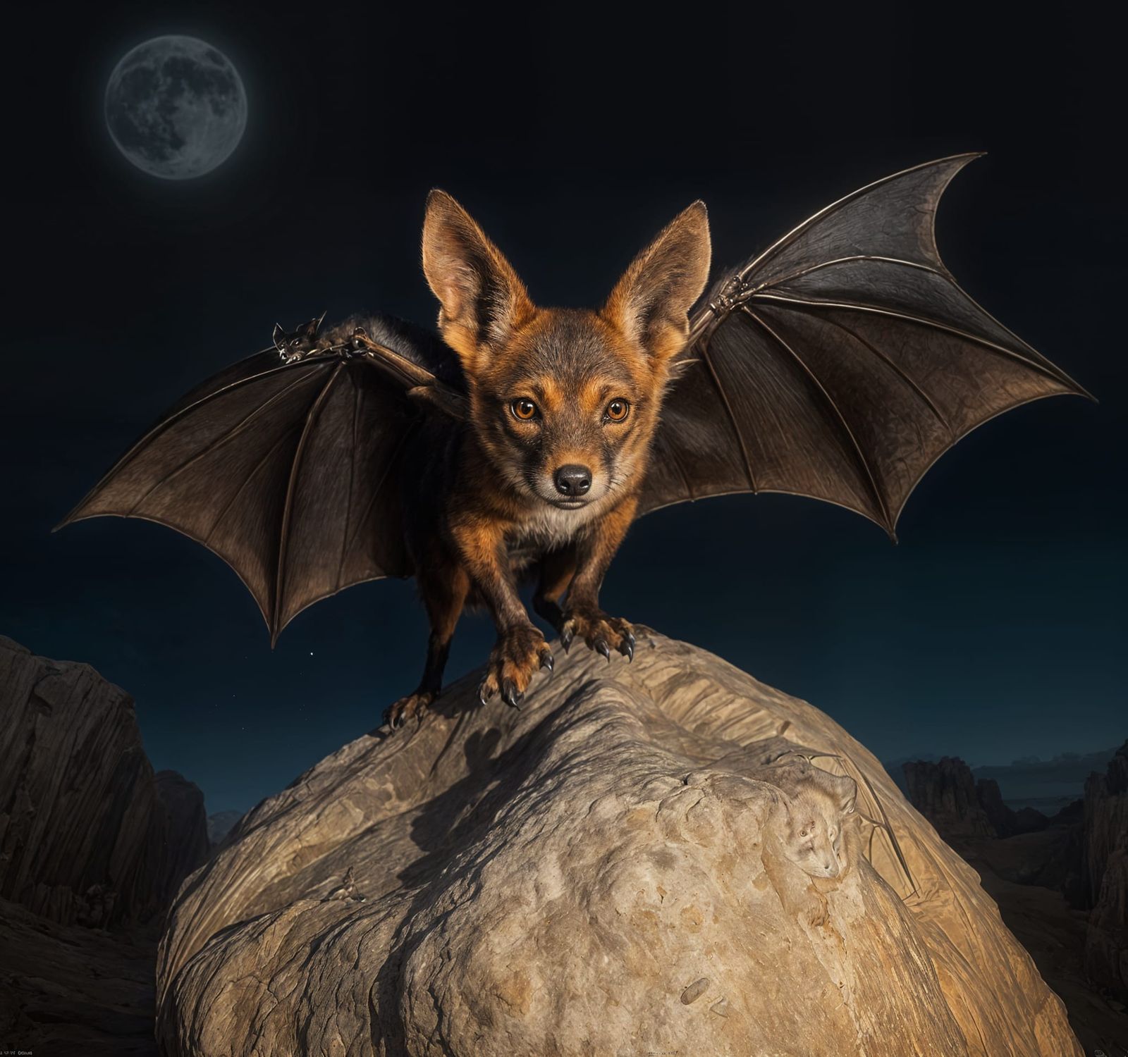 Dark Fantasy Flying Fox Bat on Moroccan Beach