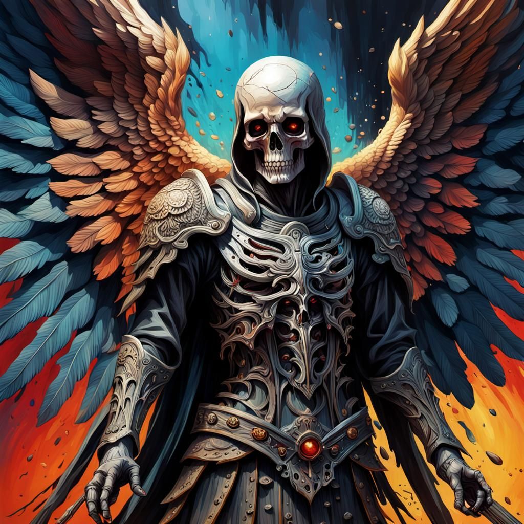 Dramatic Angel of Death Portrait in Hyperrealistic Style