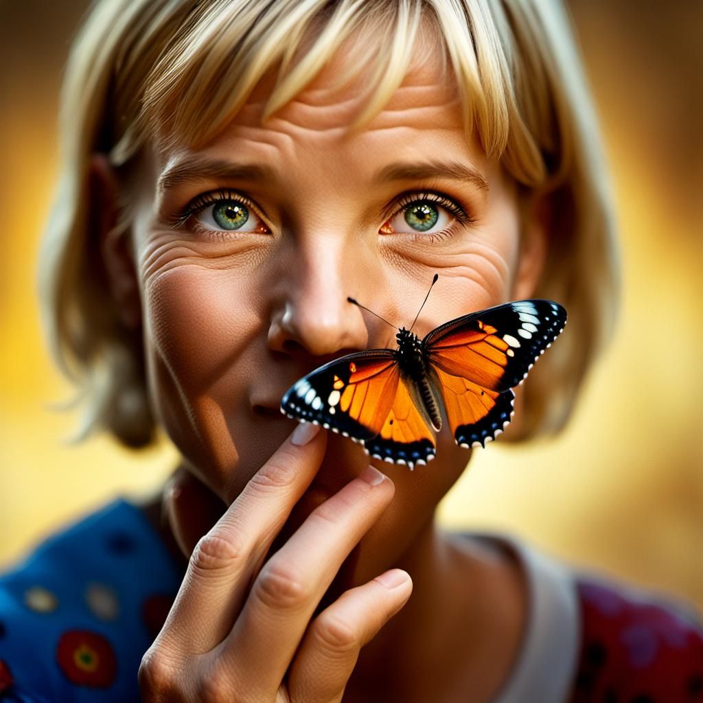 Woman and Butterfly Portrait in McCurry Style