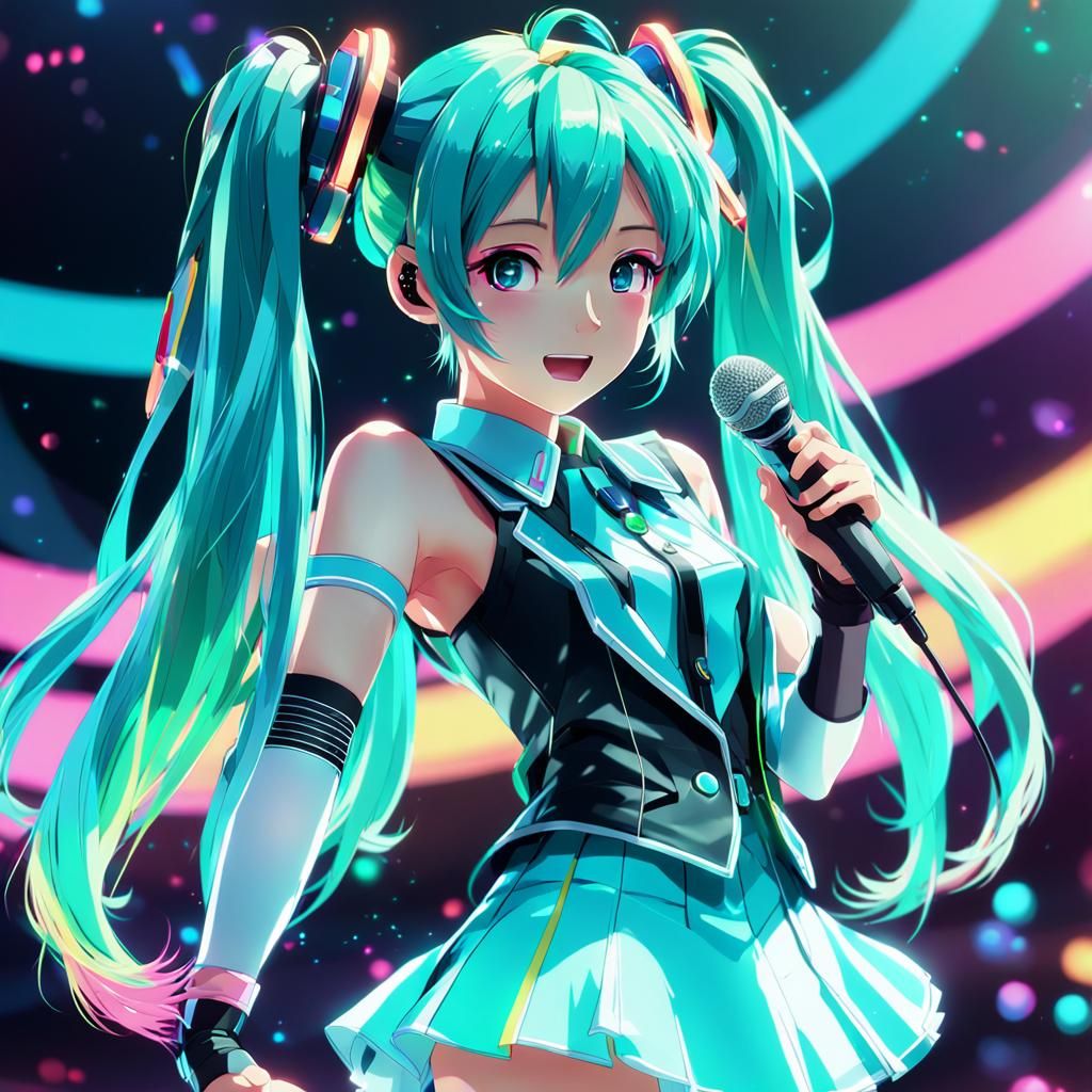 Anime Miku on Stage in Digital Art Style