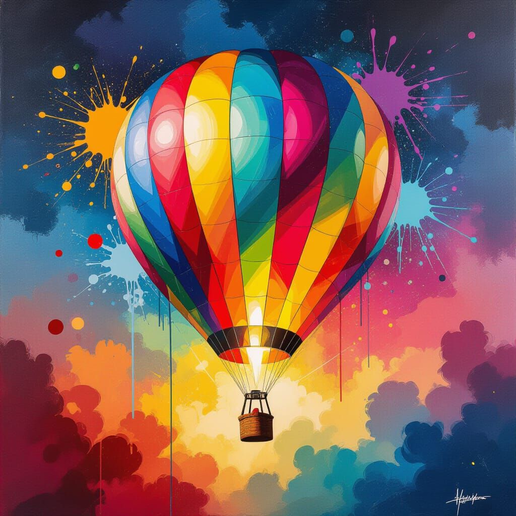 Goddess of Hot Air Balloons in Vibrant Graffiti Art Style