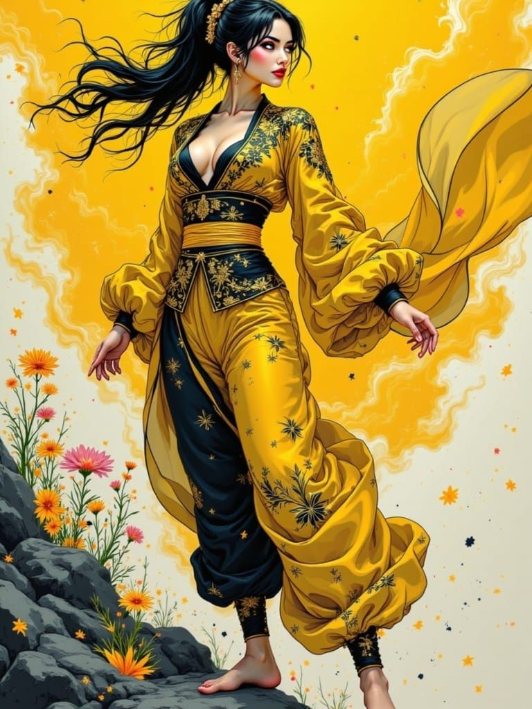 Ethereal Warrior Goddess Commands Respect in Vibrant, Dynami...