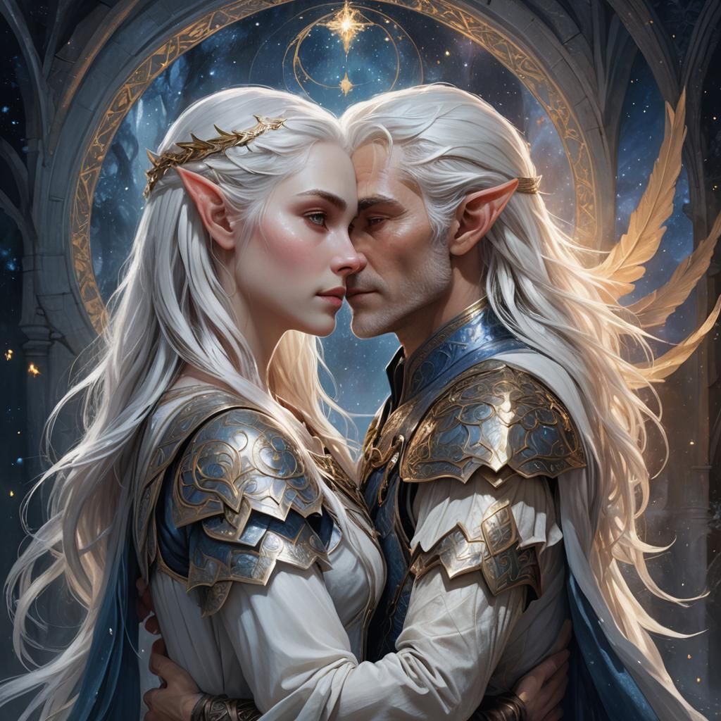 Mystical Embrace: Portrait in Fantasy Fusion Style