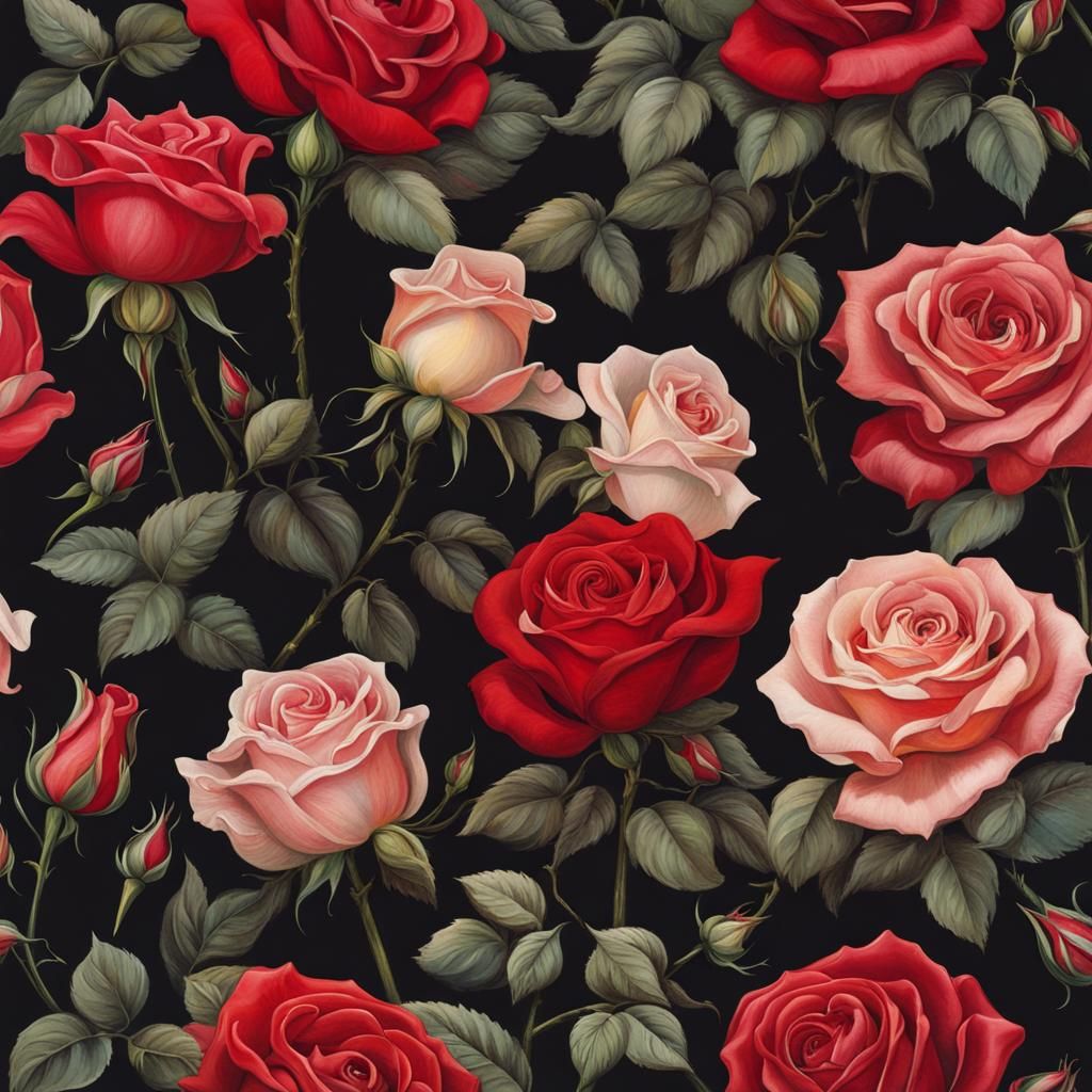 Ethereal Roses: A Mystic Fantasy Portrait