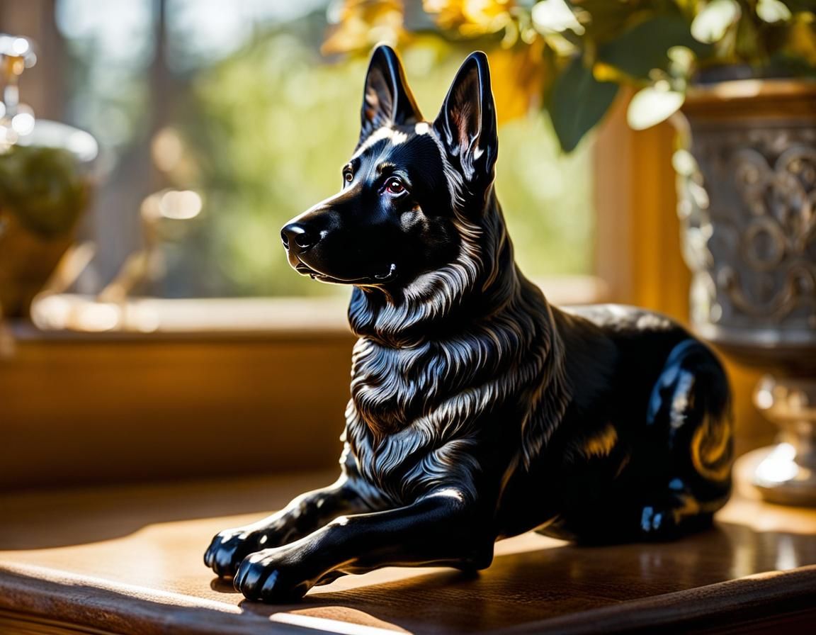 Enameled Glass German Shepherd Figurine Still-Life
