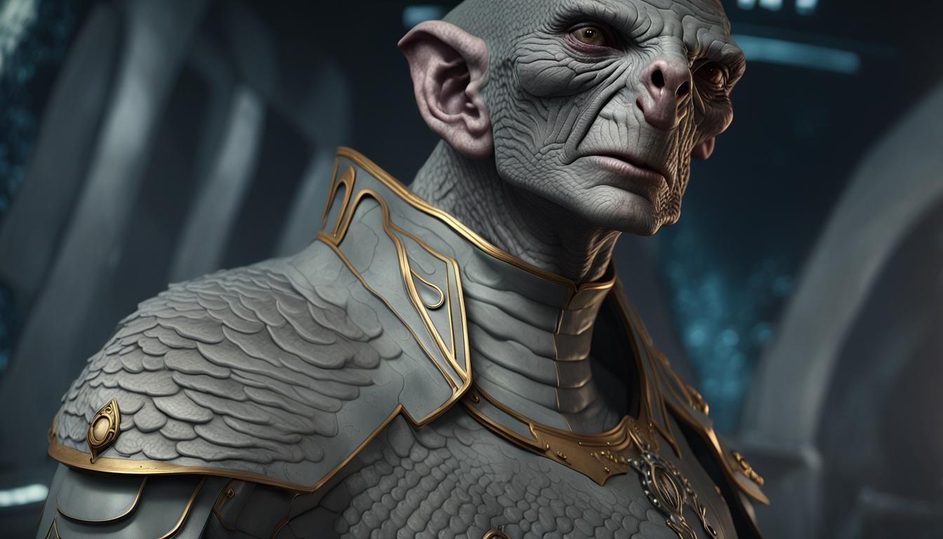 Powerful Cardassian Warrior on a Futuristic Spaceship