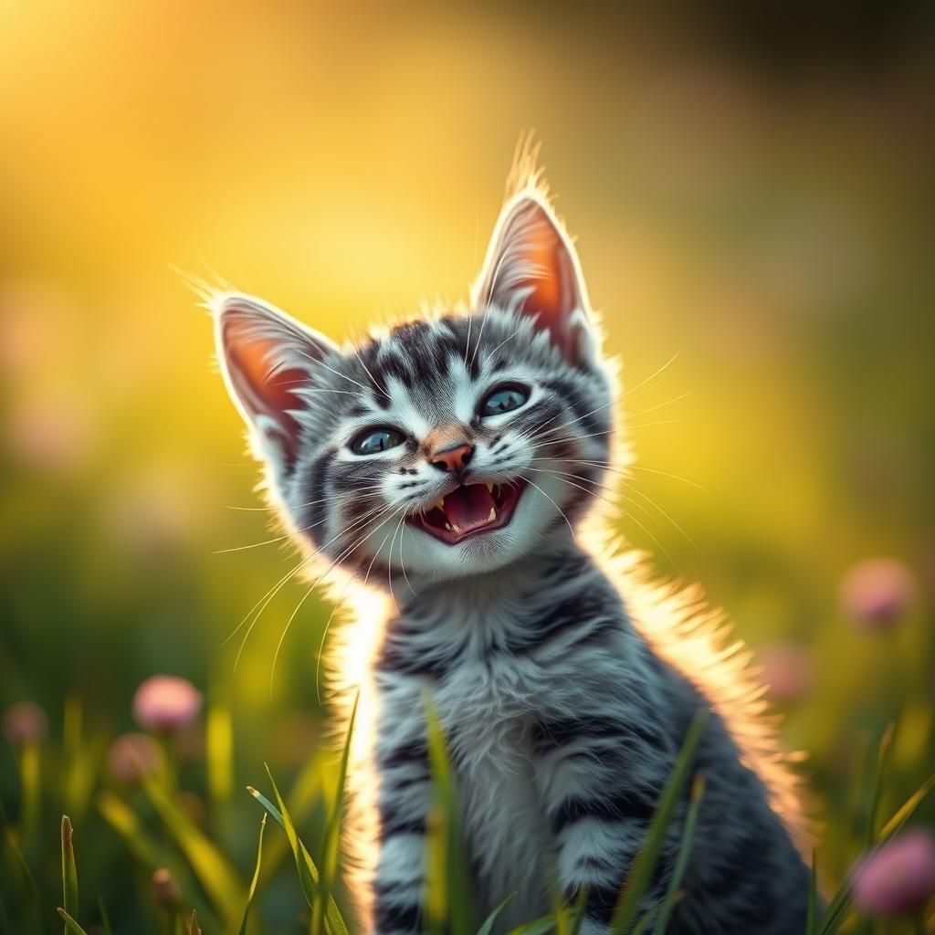 Adorable Kitten Portrait in Art Nouveau Style