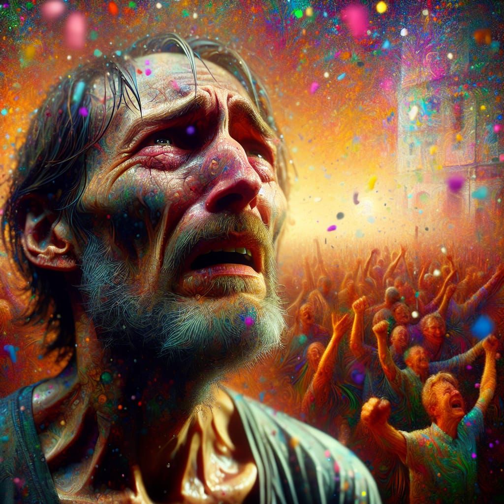 Desperate Man Yearning for Life in Hyperrealistic Art