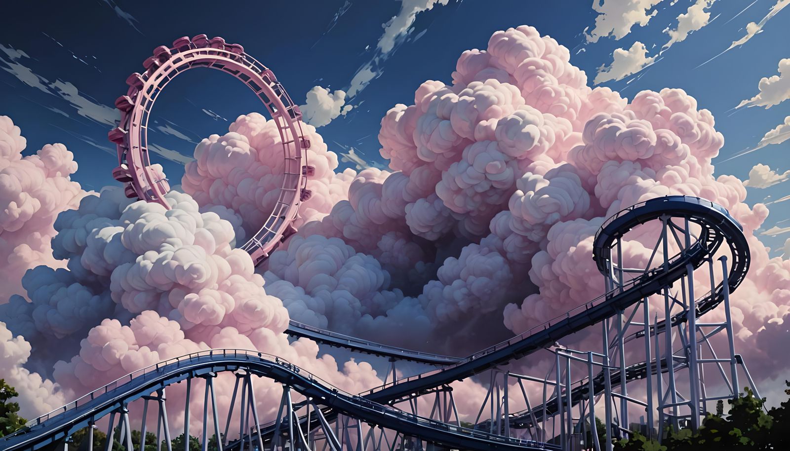 Roller Coaster Concept Design in Billowing Clouds