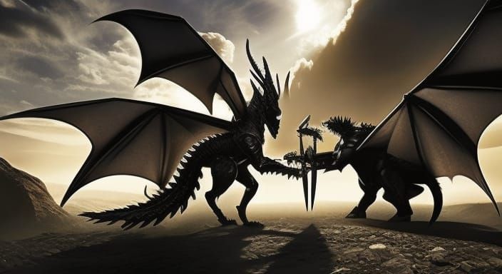 Knight vs Black Dragon: Epic Fantasy Battle