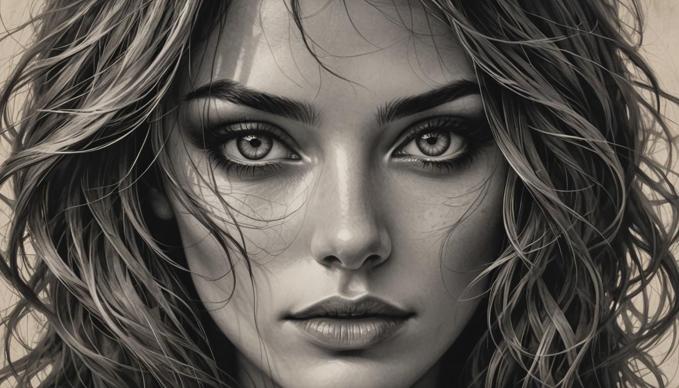 Chiaroscuro Portrait of Woman with Hair Obscuring Face