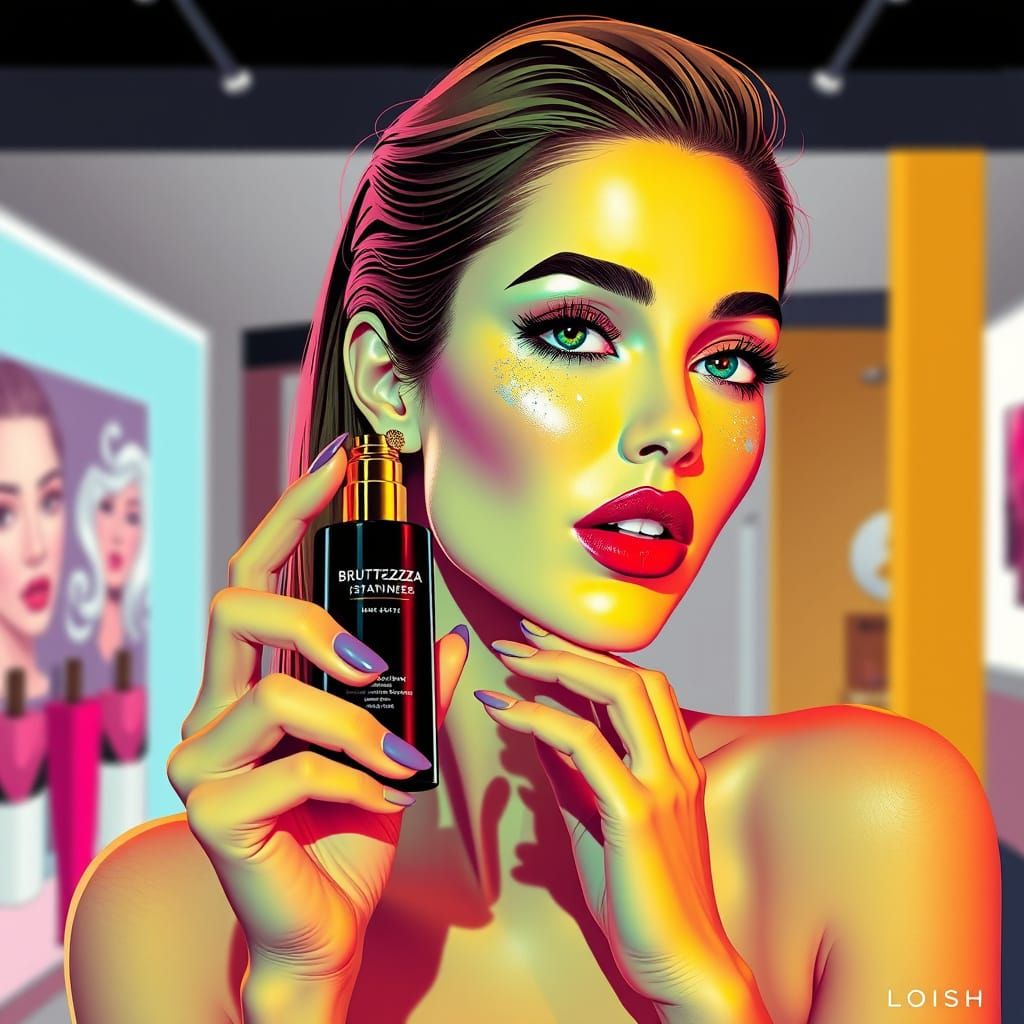 Glamorous Beauty Product in Vibrant Pop Art Style