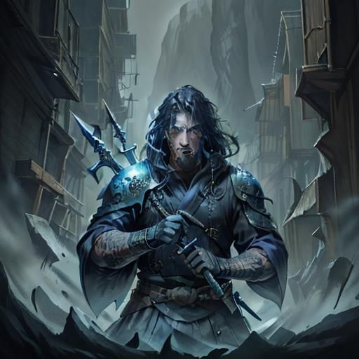 Masked Ninja Warrior with Sword and Shield