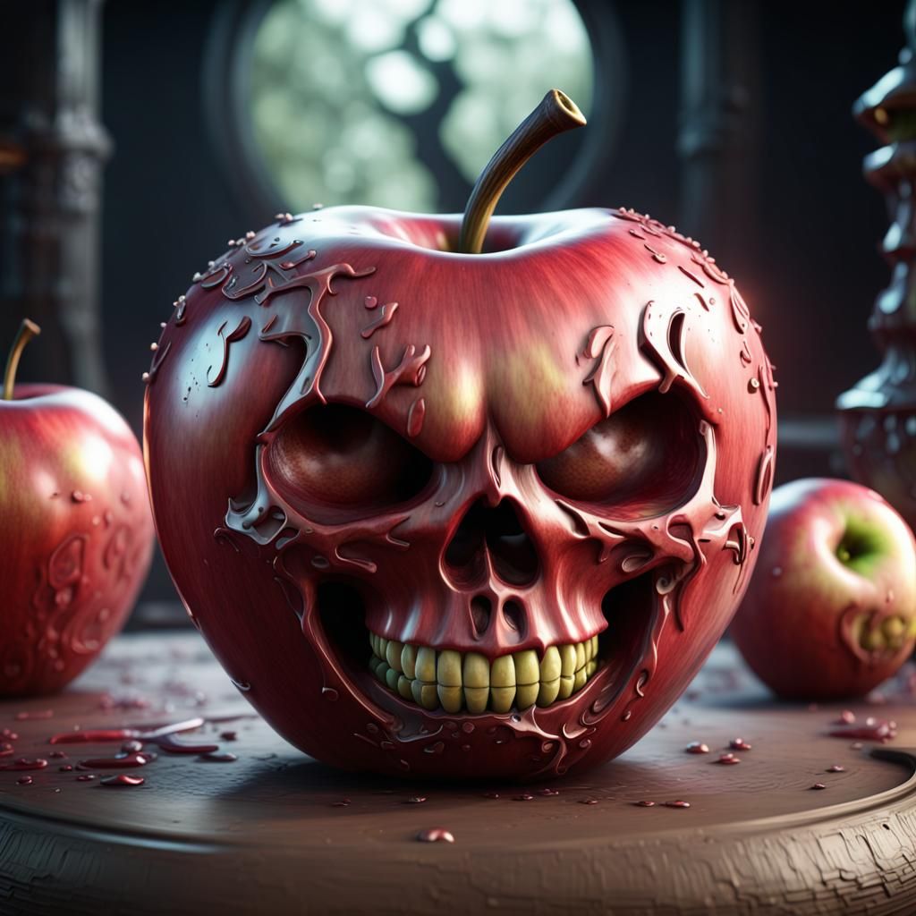 Detailed 3D Poison Apple, Cinematic Render