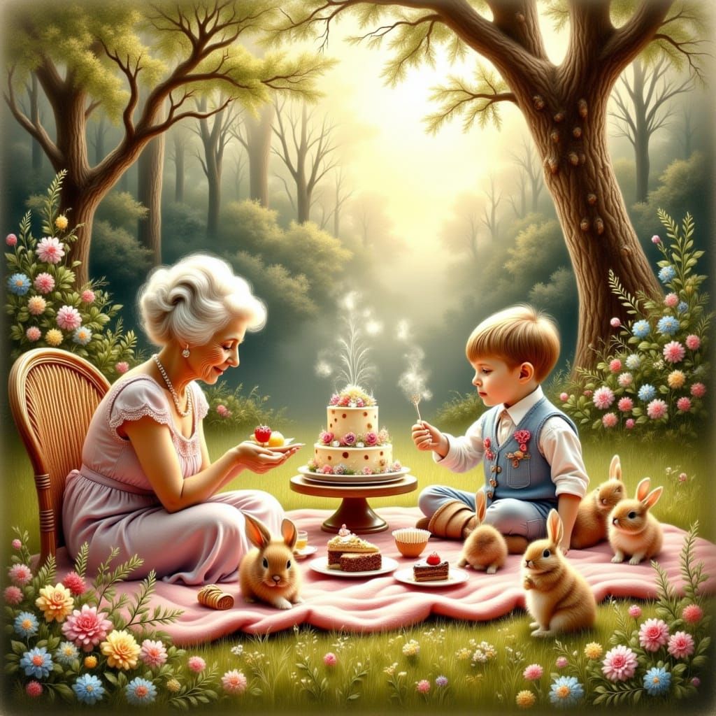 Whimsical Garden Picnic in Retro Style