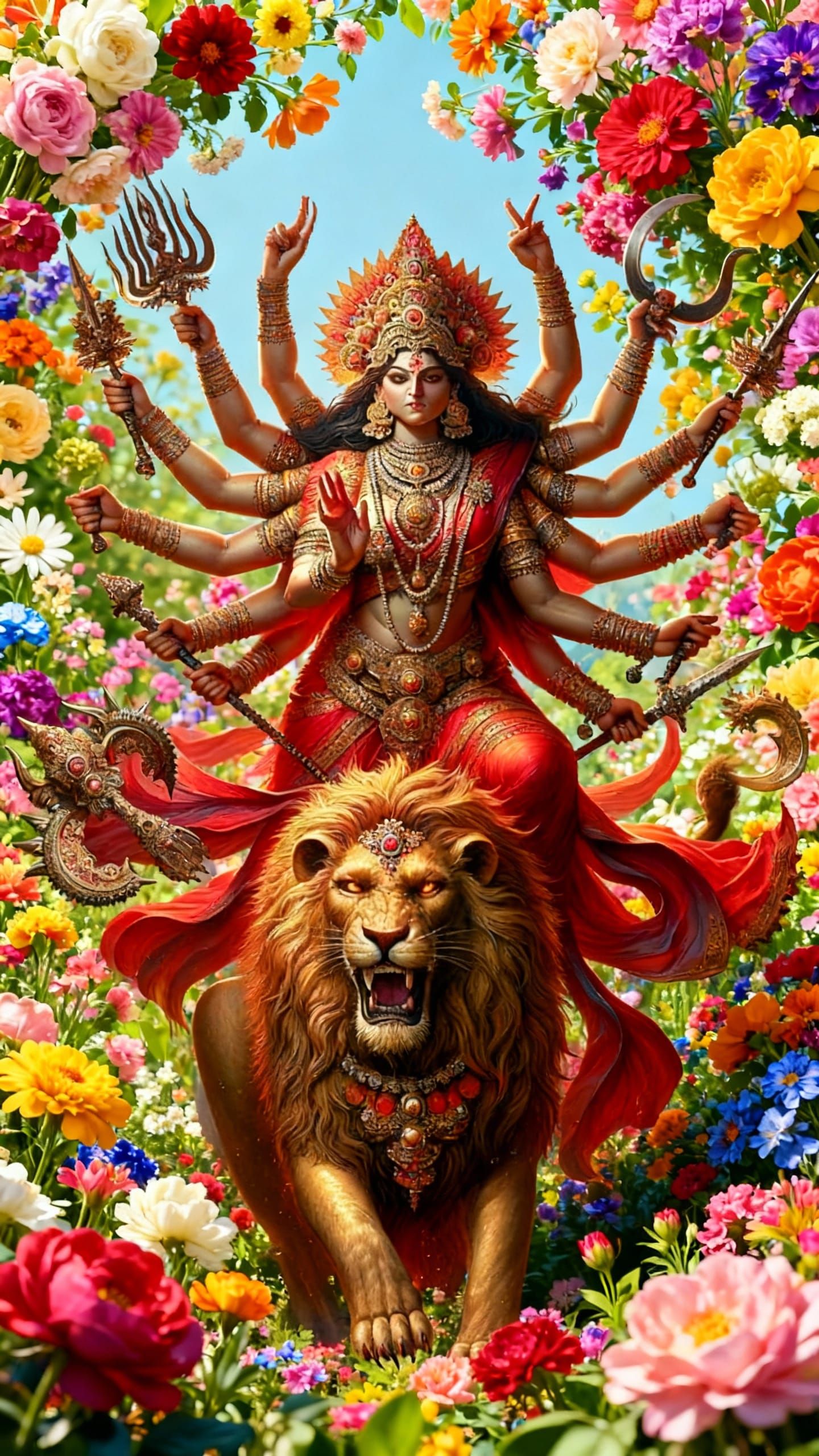 Vibrant Floral Backgrounds for Sharawali Maa