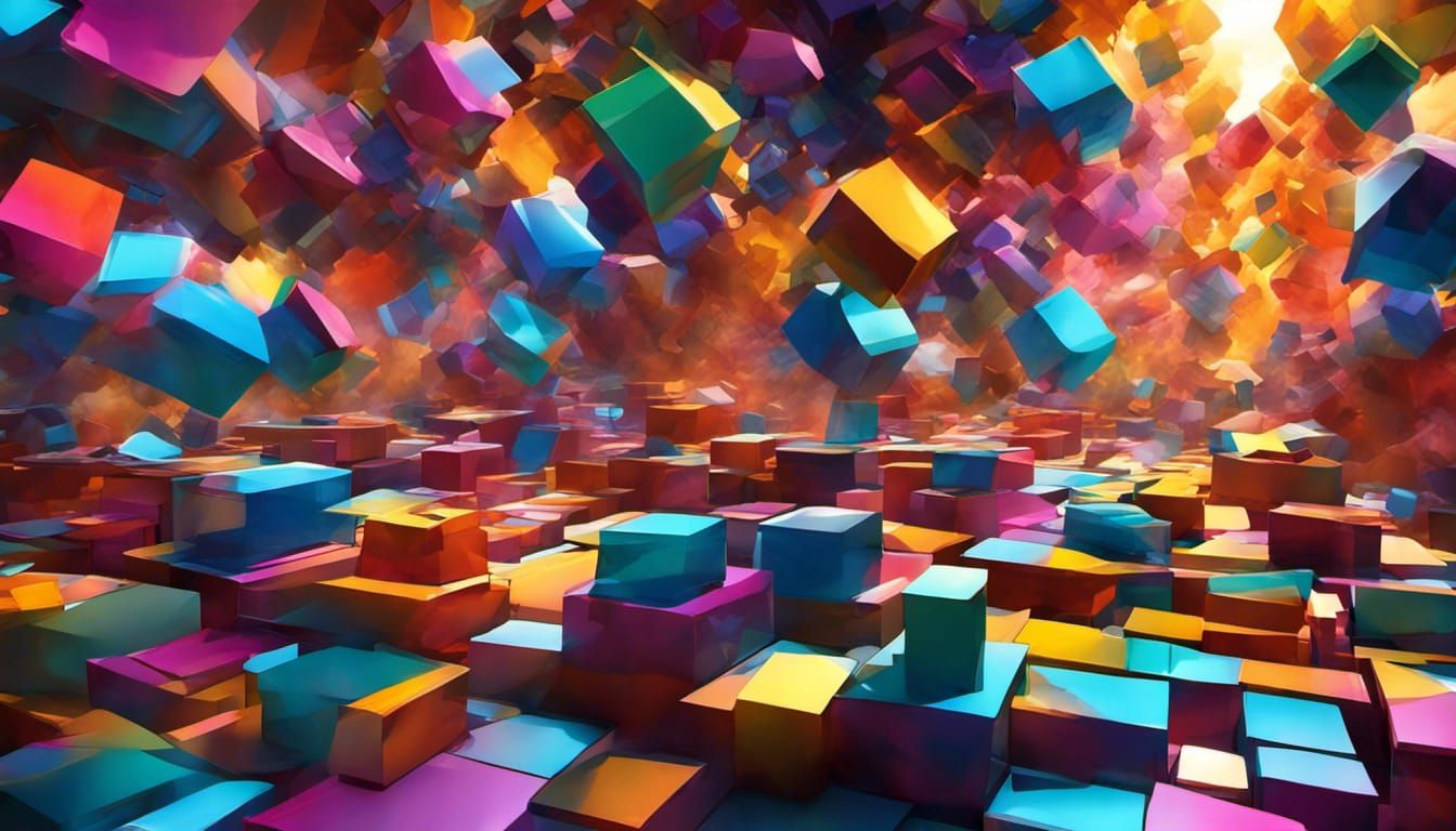 Futuristic Cityscape with Flying Shapes in Concept Art