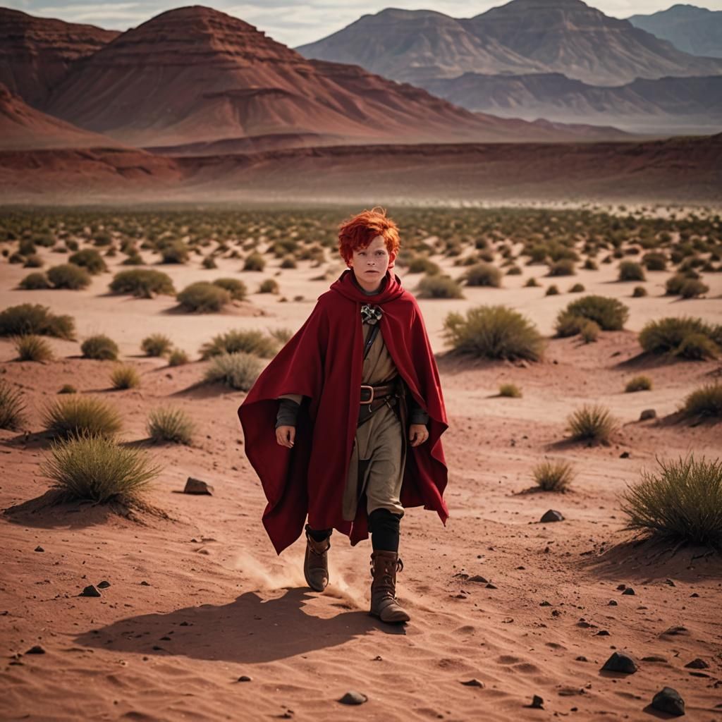 Halfling Teenager in Desert, Cinematic Film Still
