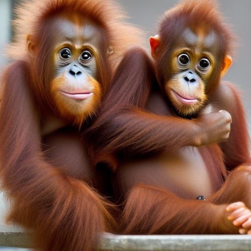 Baby Orangutans in Winter, Dada Pattern