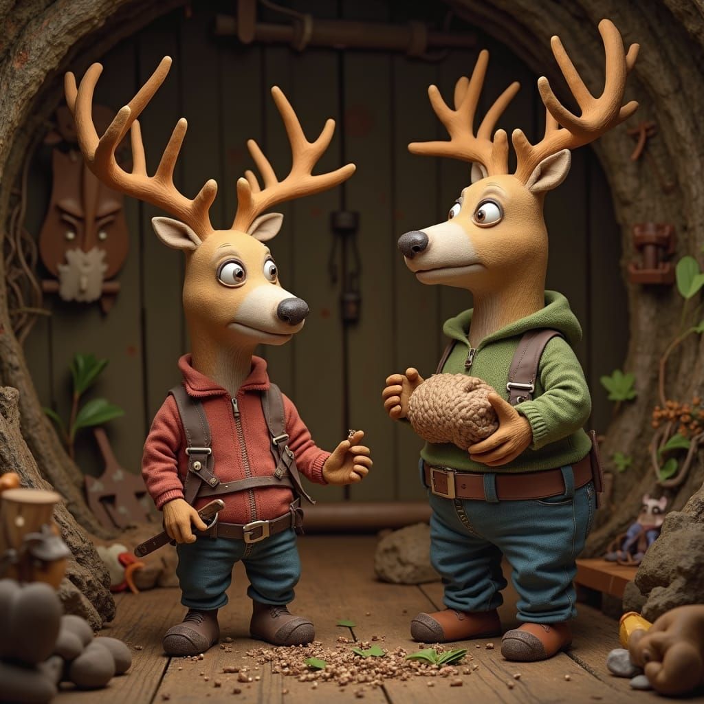 Comical Taxidermy: Deer and Bear's Human Art
