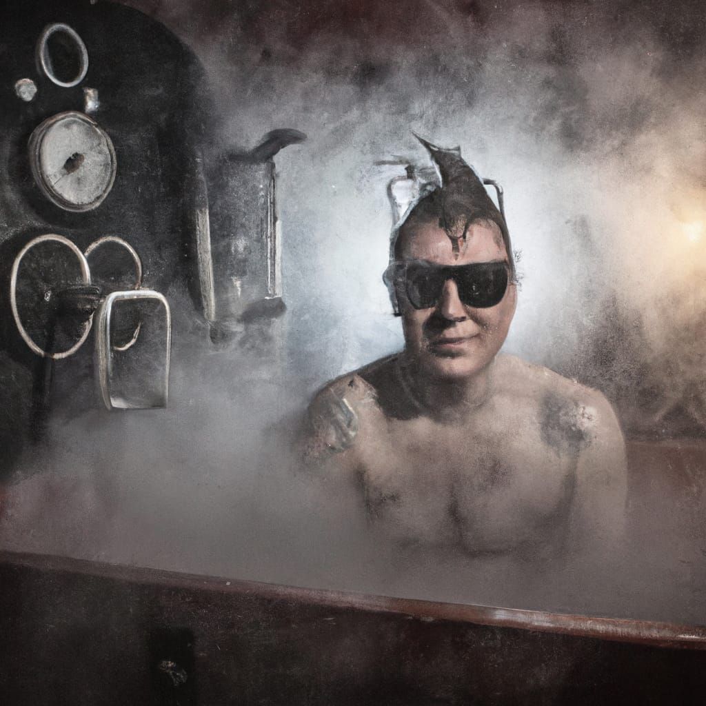 Steampunk Punk Rocker in a Steamy Sauna