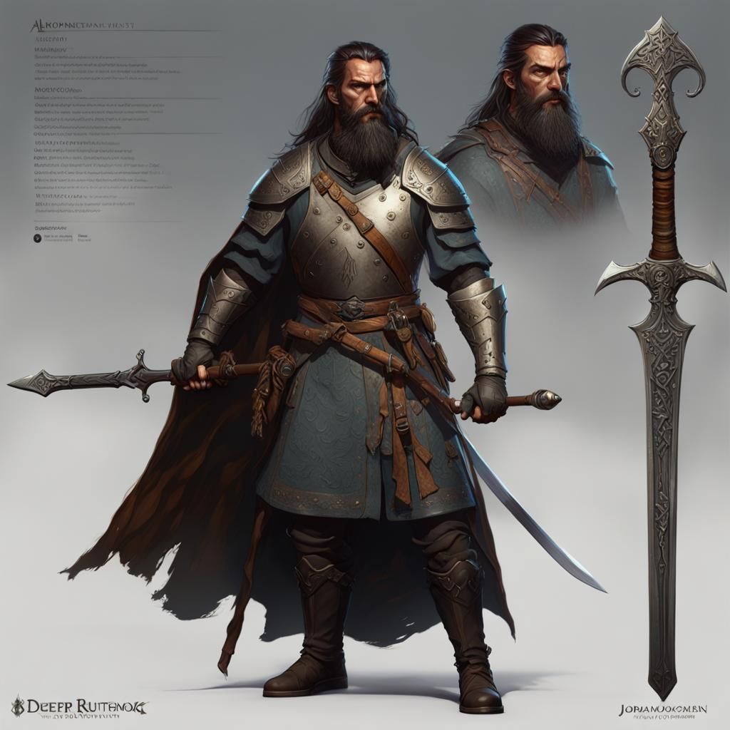 Dark Fantasy Warrior Character Sheet in 8K Resolution