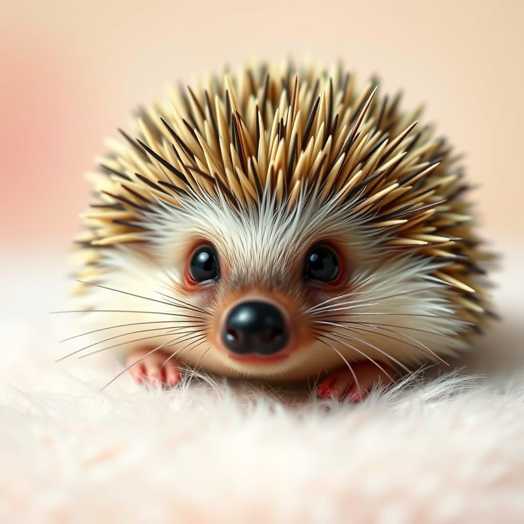 Hedgehog Portrait with Shiny Eyes and Soft Quills