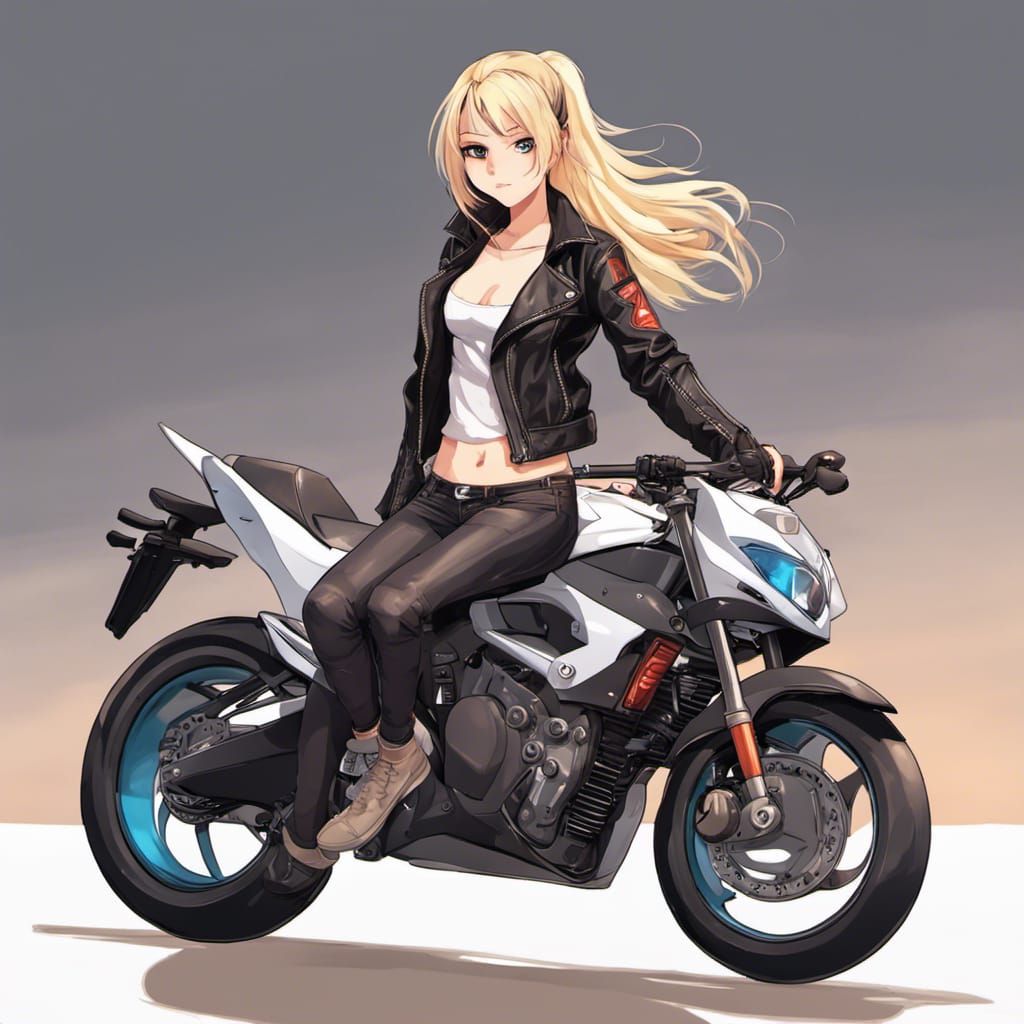 Anime Girl on Sports Bike