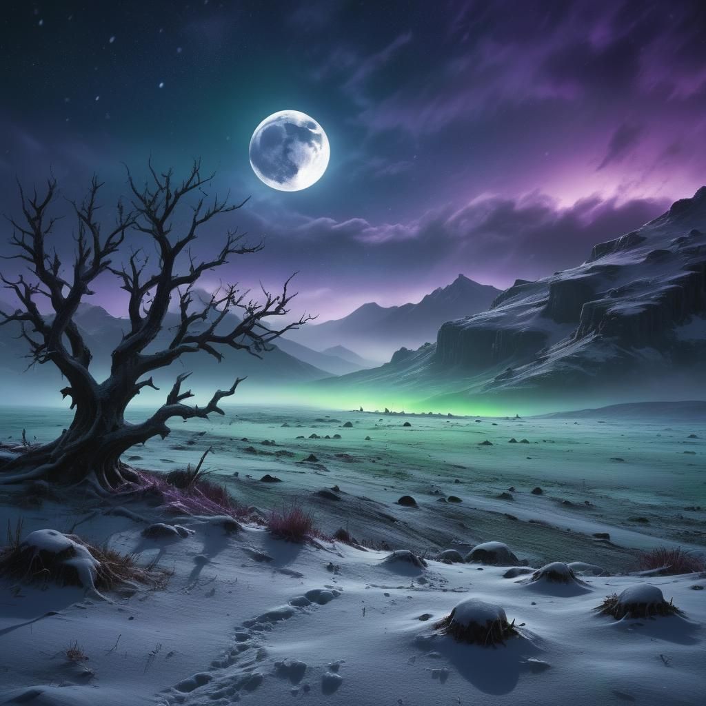 Frozen Wasteland Under a Black Moon