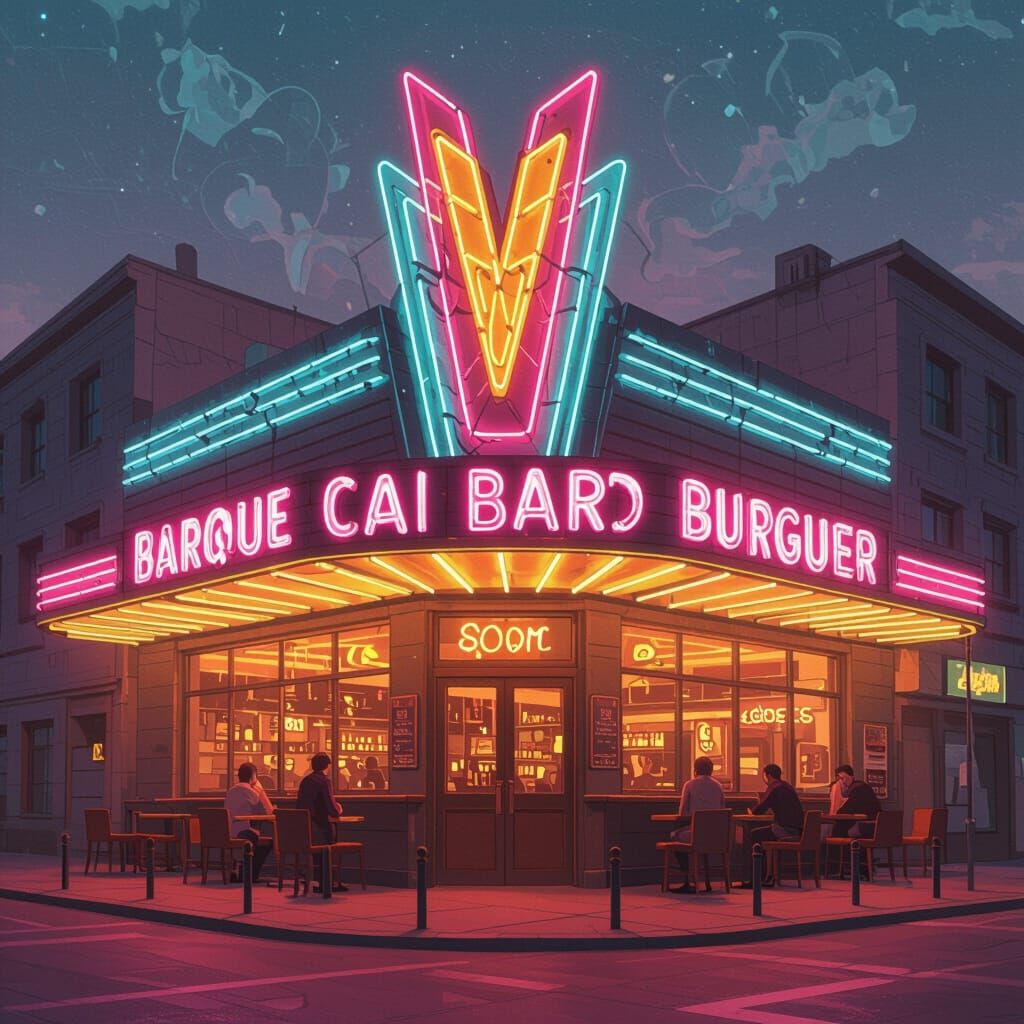 Neon "CHIBE AÇAI BAR BURGUER" Sign in Urban Style