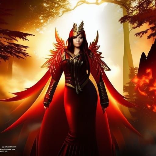 Ethereal Woman Glowing in Forest Firelight