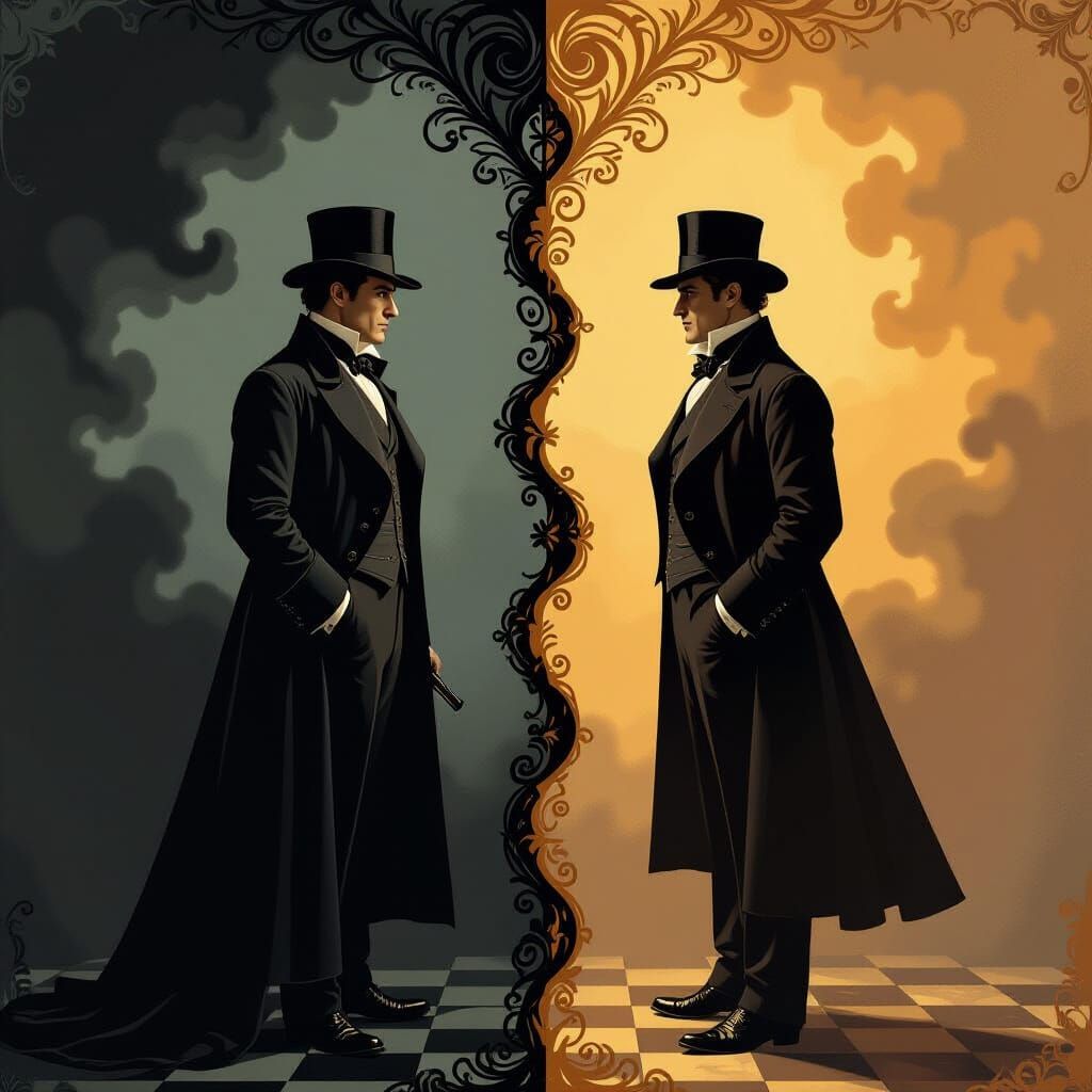 Sherlock and Moriarty in Victorian Pre-Raphaelite Style