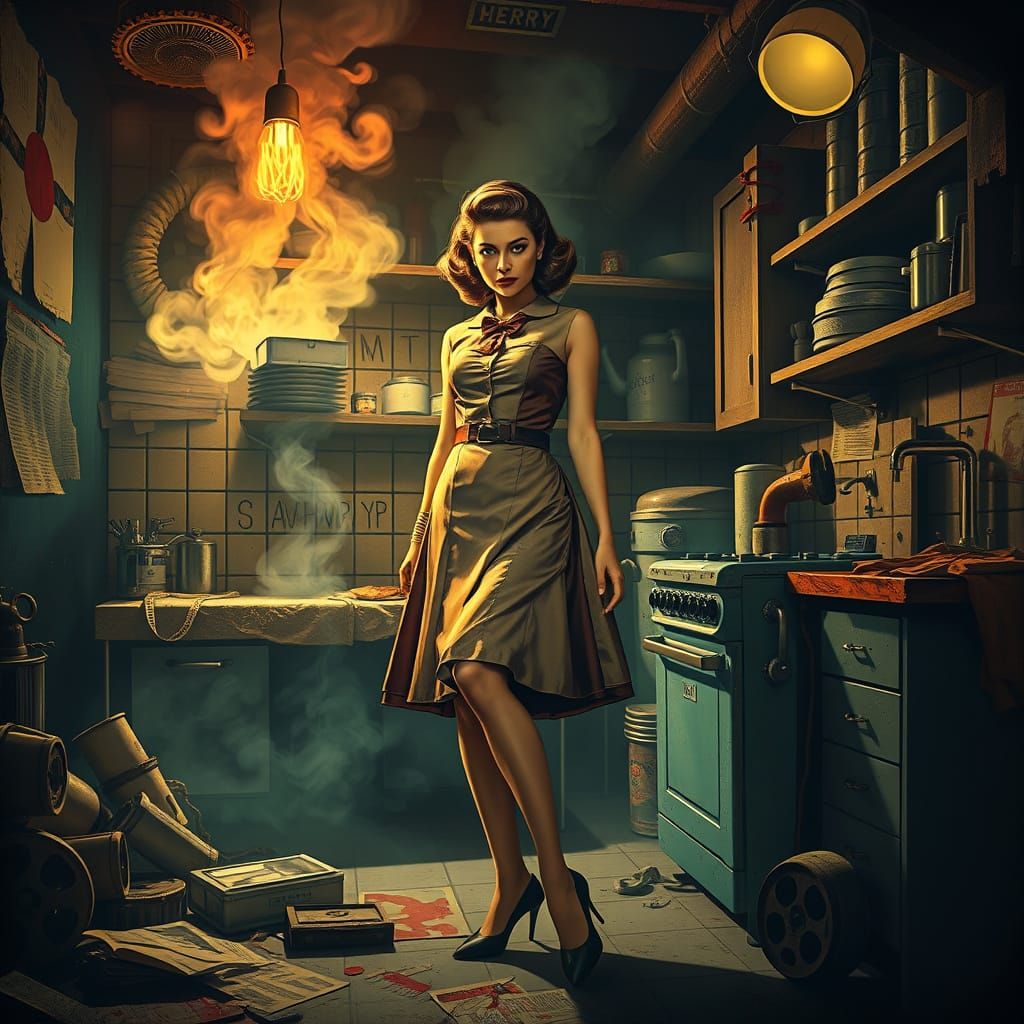 Woman in 1950s-Inspired Outfit Prepares Sinister Culinary Ri...