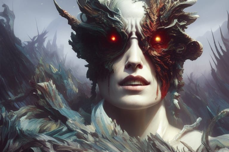 Hyperdetailed Void Demon Portrait in Oil Painting Style