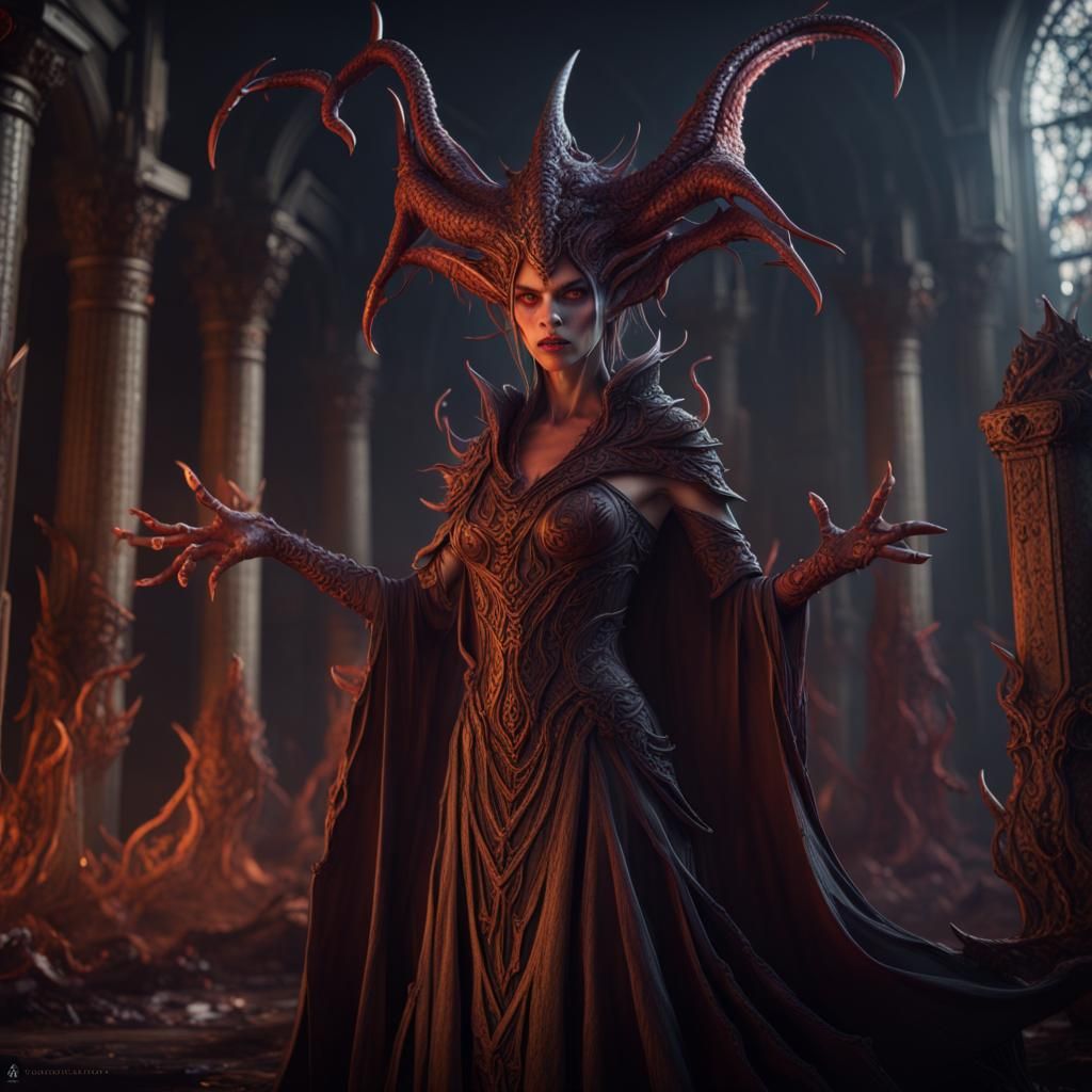 Demonic Eldritch Hera in Detailed Matte Painting