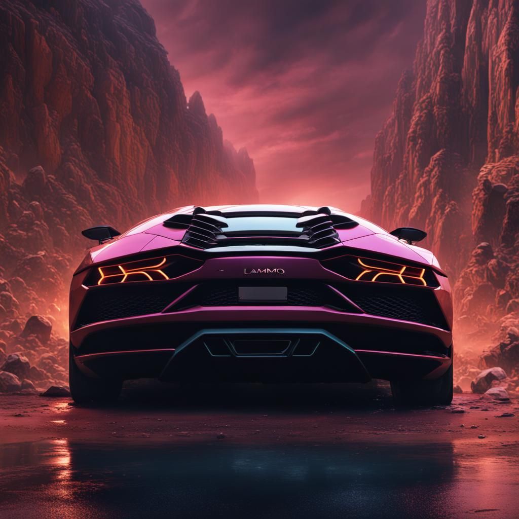 Man Rides Lamborghini: Detailed Matte Painting