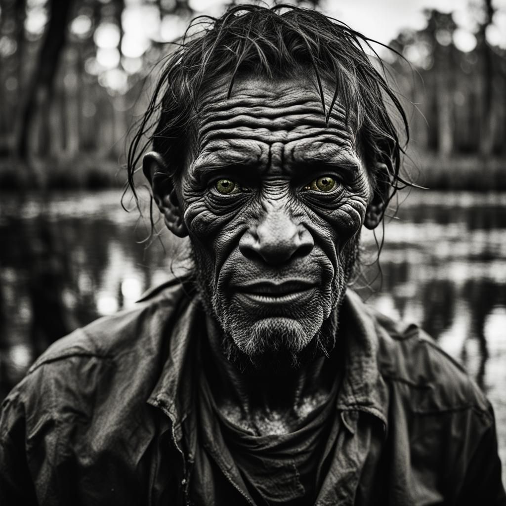 Rougarou Portrait in Louisiana Swamp