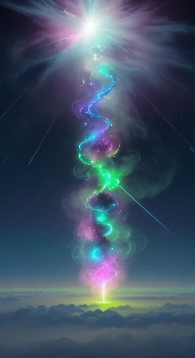 Luminous Neon Clouds in Tranquil Mist Atmosphere
