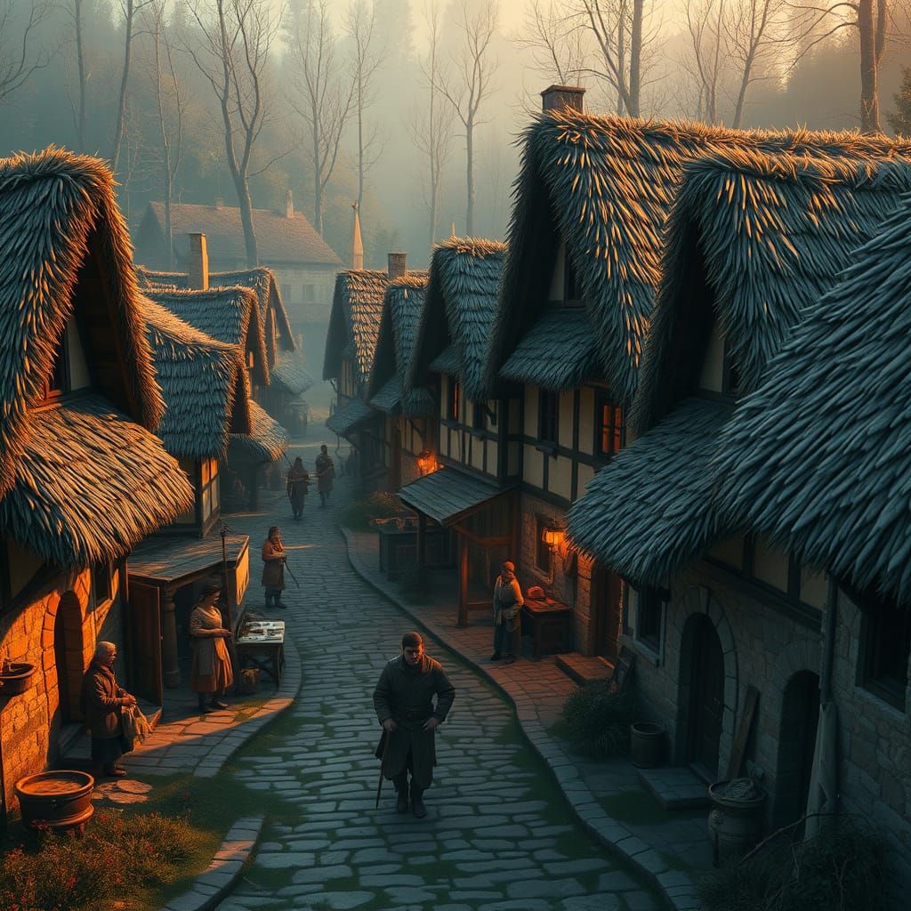 Picturesque Romanian Village in Digital Art Style