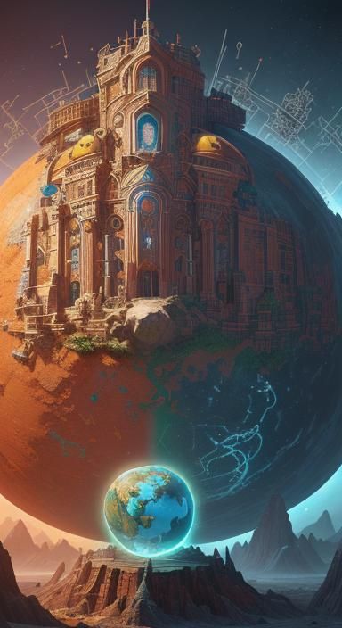 God Creating World with Ancient Technology