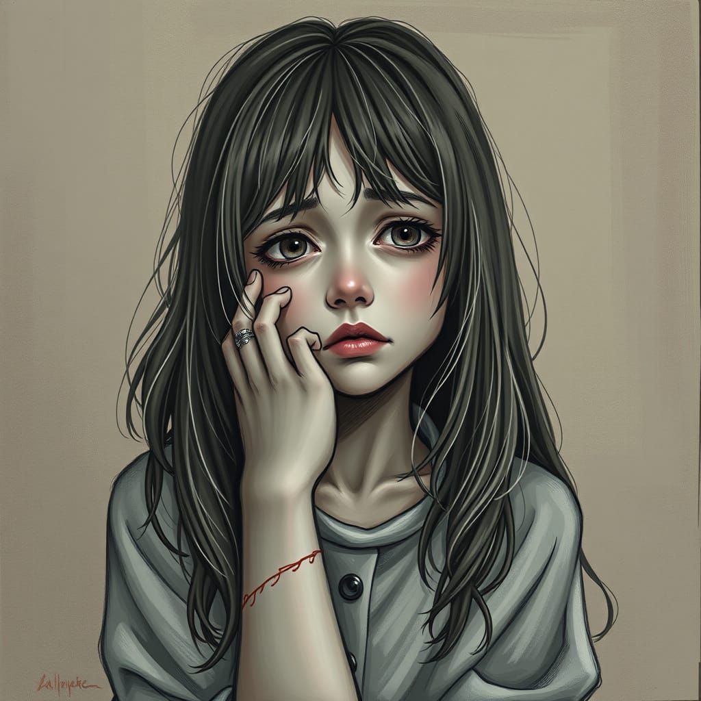 AI Generated Image of a Sad Girl