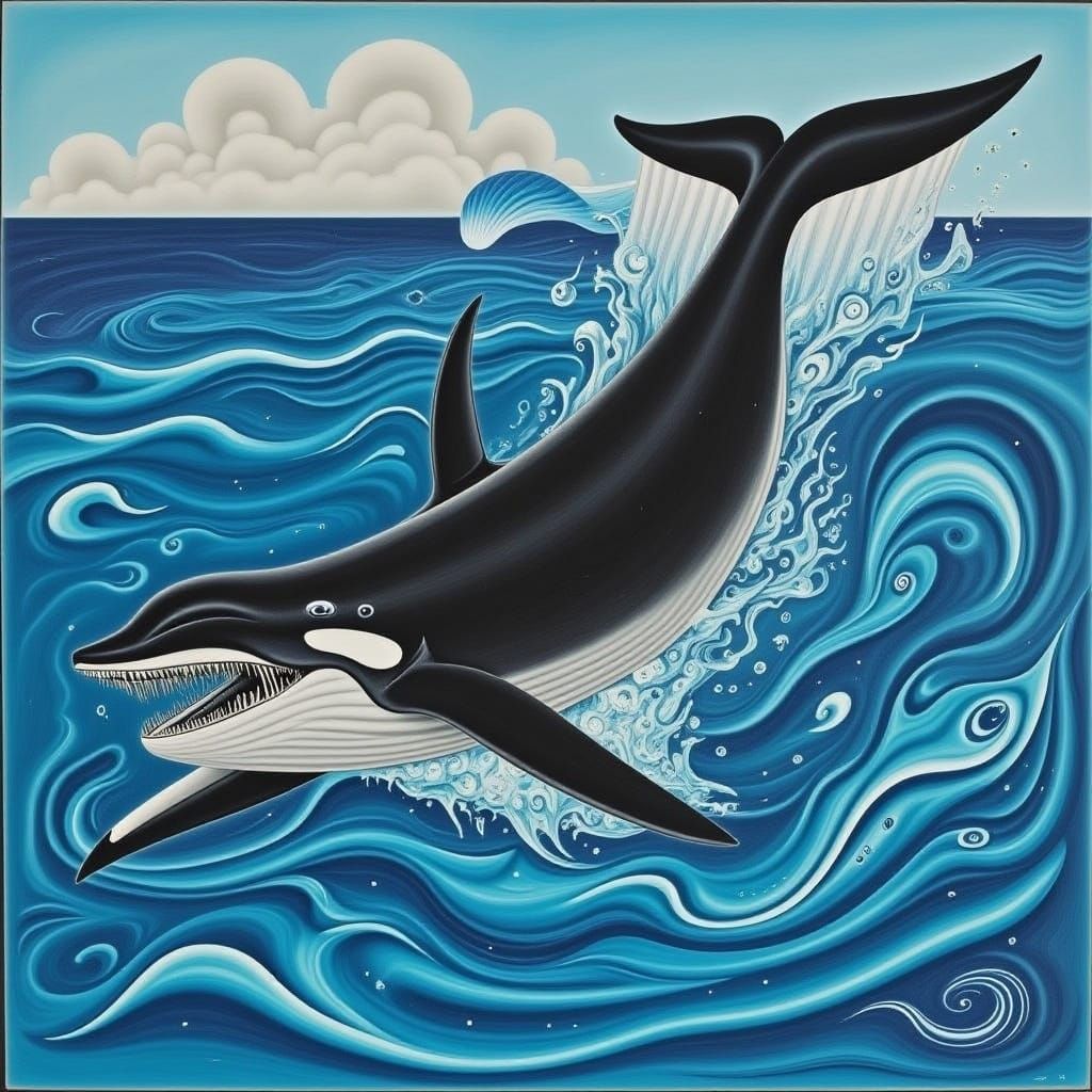 Killer Whale Rides a Tidal Wave: Psychedelic Charcoal