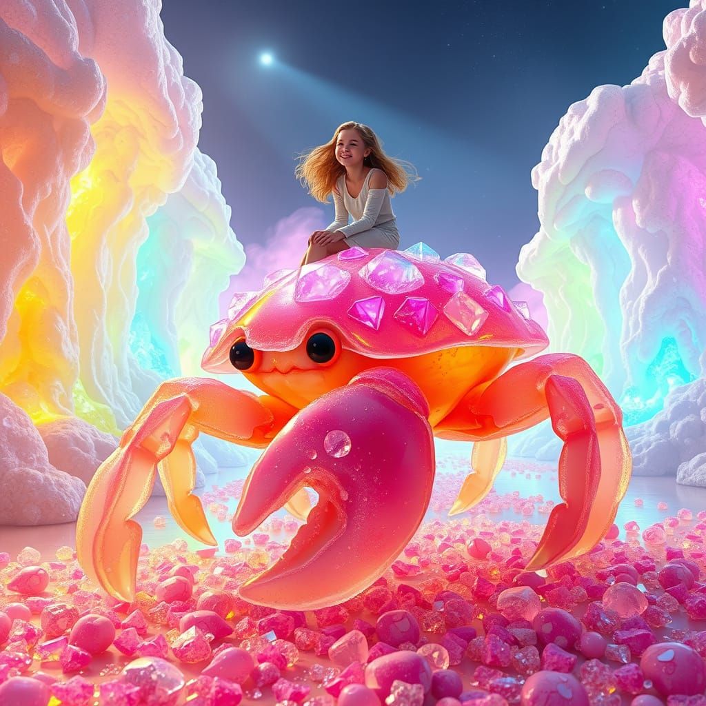 Bioluminescent Gummy Crab in Candy Valley