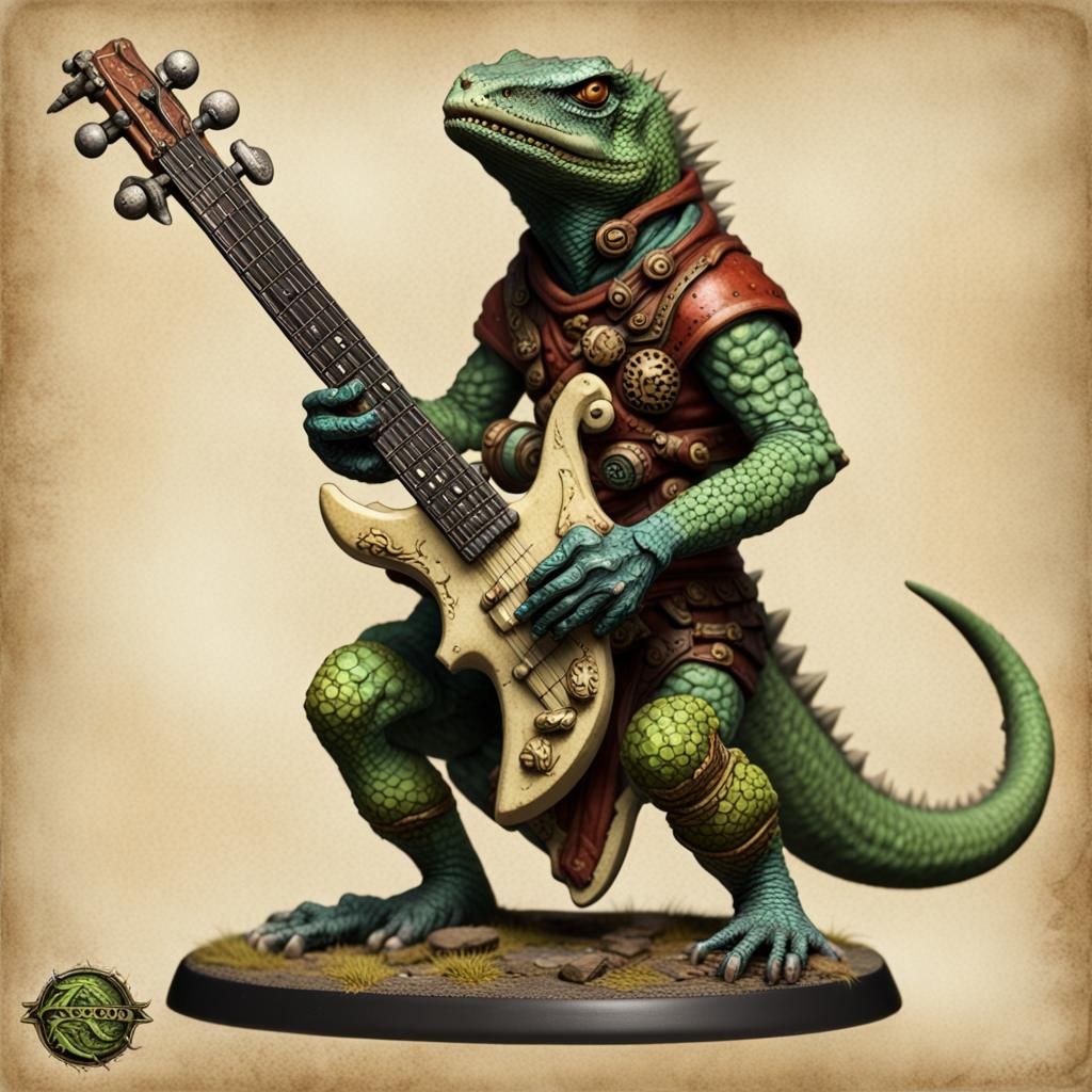 Lizardfolk Electric Bard in Fierce Musical Performance