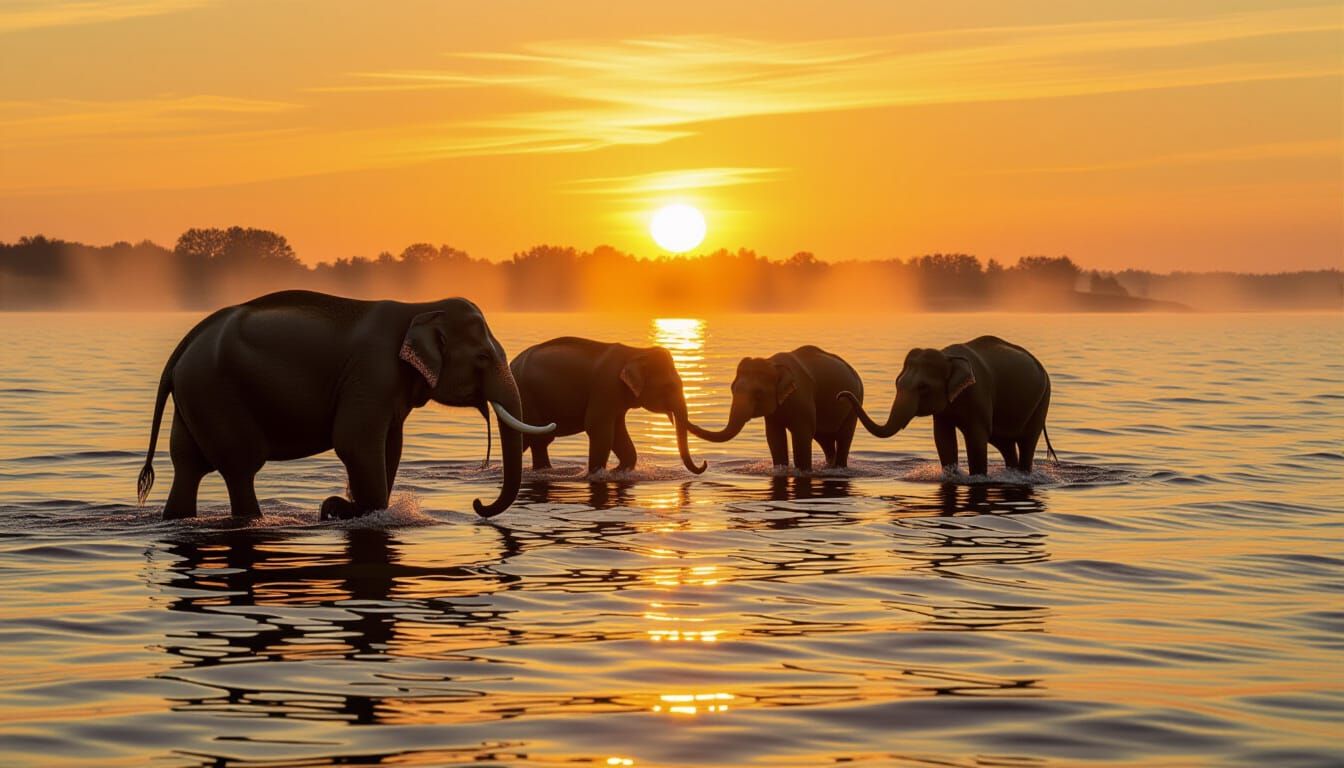 Sunset Playtime: Ottifants in the Wadden Sea