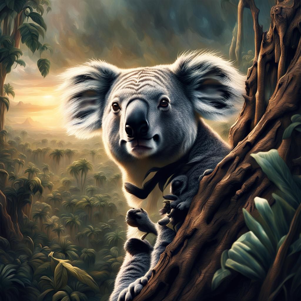 Epic Koala Zebra in Detailed Digital Painting